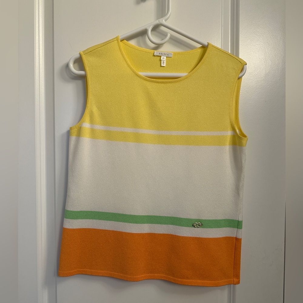 Escada Yellow, White, Lime, and Orange Tank Top